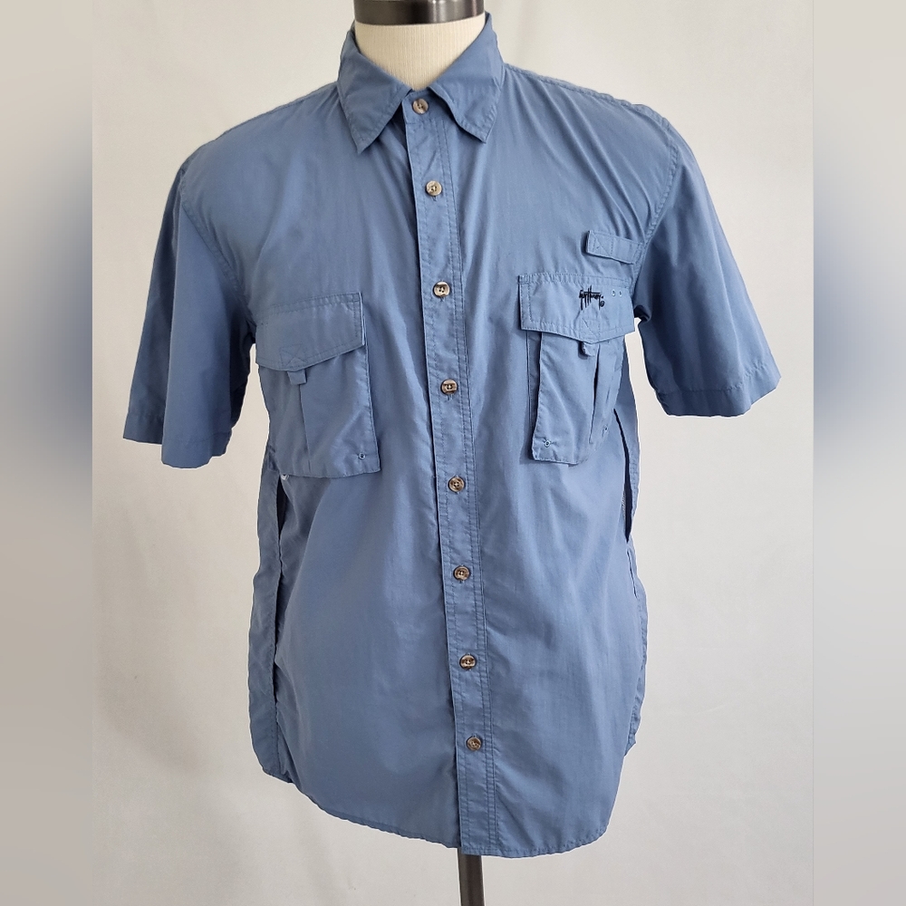 Guy Harvey Shirt Mens Small Blue Fishing Outdoors Button Up Short Sleeve